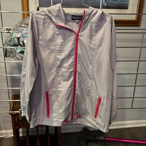 Women’s grey windbreaker with red zipper size Jr M